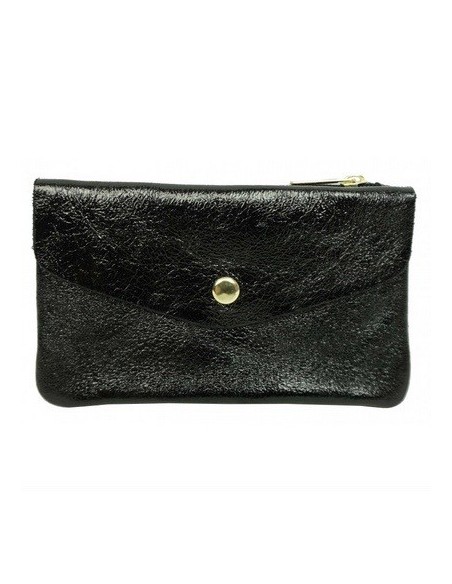 Portefeuille cuir vachette métallisé