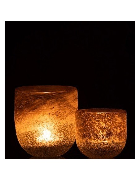 Photophore SCAVO VERRE GRIS L (12.5x12.5x15cm)