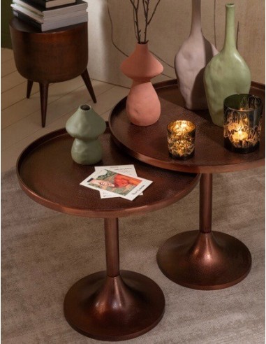 Set de 2 Tables rondes Aluminium Bronze