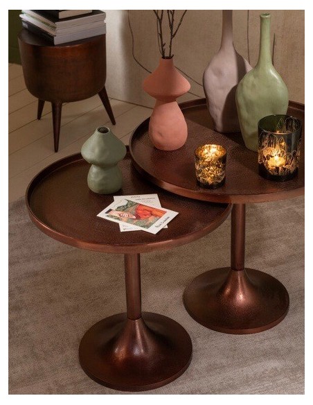 Set de 2 Tables rondes Aluminium Bronze
