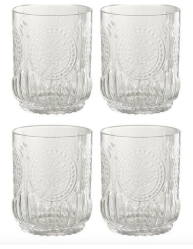 Boite 4 verres MAYA turquoises ou transparents