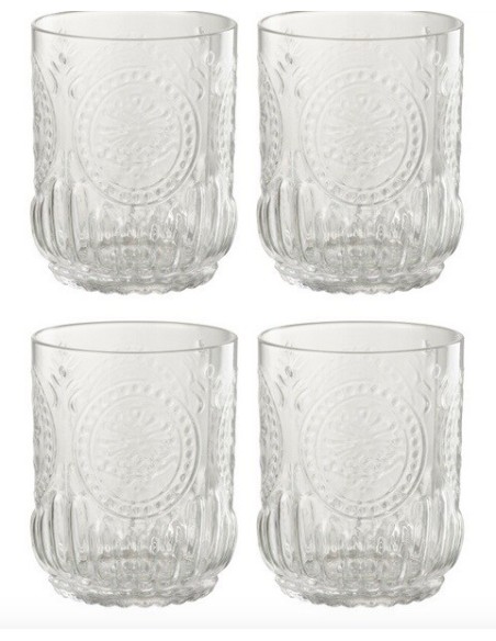 Boite 4 verres MAYA turquoises ou transparents
