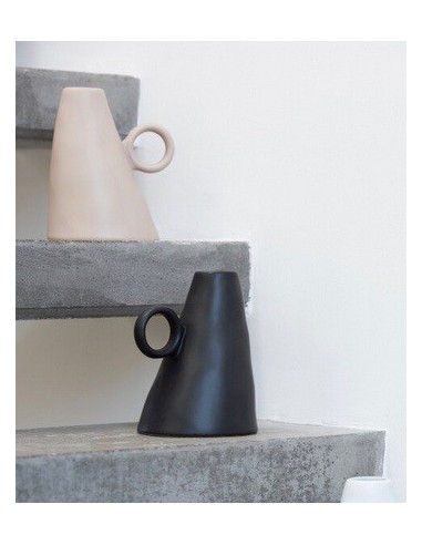 VASE INCLINE CERAMIQUE NOIR
