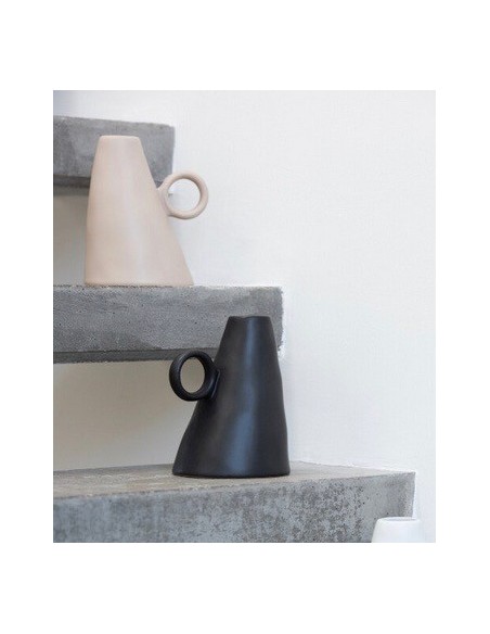 VASE INCLINE CERAMIQUE NOIR