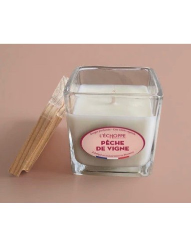 Bougie naturelle parfumée carrée 85g Pêche de vigne