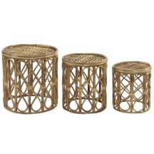 Set de 3 Tables auxiliaires Osier