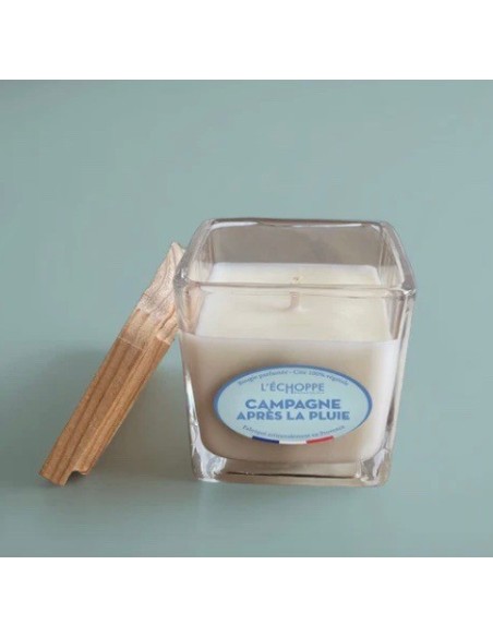 Bougie naturelle carrée 85g Campagne après la pluie