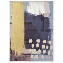 Tableau Toile MODERNE bleu/ocre/rose/blanc avec encadrement 2