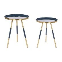 SET 2 TABLES AUXILIAIRES FER DORÉ et bleu