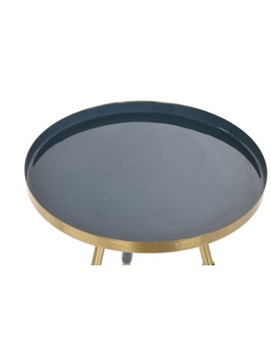 SET 2 TABLES AUXILIAIRES FER DORÉ et bleu