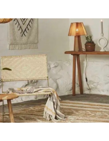 Plaid en coton recyclé Écru, marron, miel de la marque MADAM STOLTZ