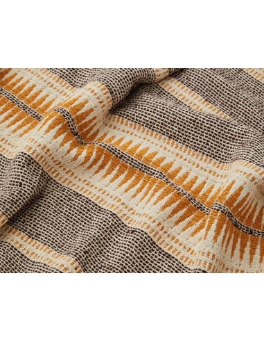 Plaid en coton recyclé Écru, marron, miel de la marque MADAM STOLTZ