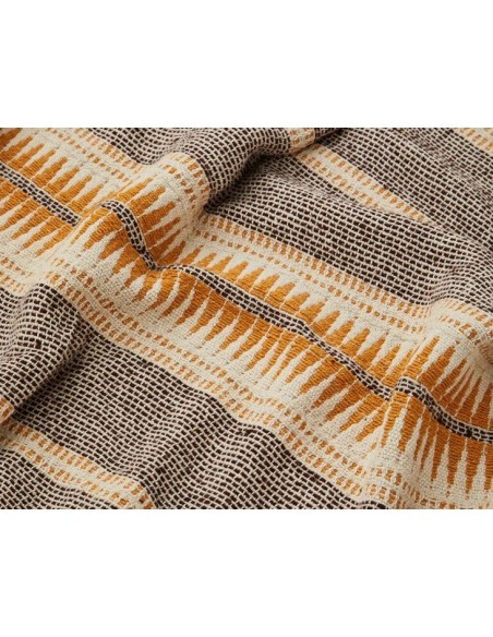 Plaid en coton recyclé Écru, marron, miel de la marque MADAM STOLTZ