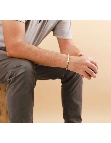 Bracelet Homme ROCOCO extensible howlite blanche de la marque Nature