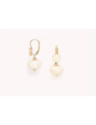 Boucles d'oreilles PEBBLES dormeuses howlite blanche de la marque Nature Bijoux