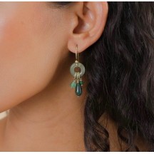 Boucles d'oreillles AGATA Verde Crochet anneau et pampilles de la marque Bijoux Nature 2