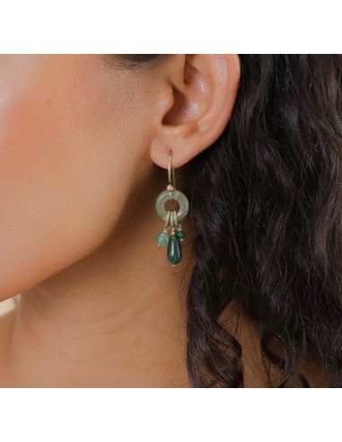 Boucles d'oreillles AGATA Verde Crochet anneau et pampilles de la marque Bijoux Nature