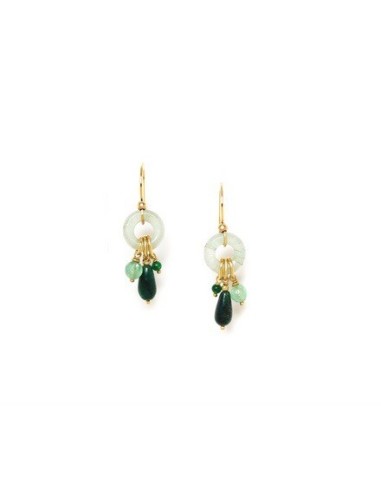 Boucles d'oreillles AGATA Verde Crochet anneau et pampilles de la marque Bijoux Nature