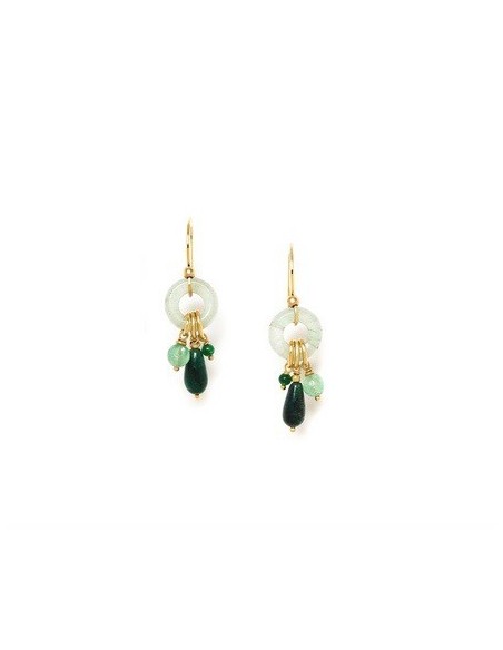Boucles d'oreillles AGATA Verde Crochet anneau et pampilles de la marque Bijoux Nature