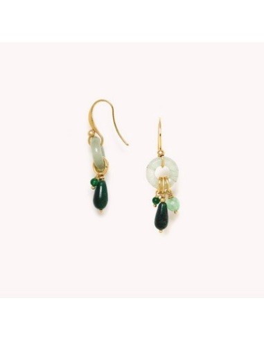 Boucles d'oreillles AGATA Verde Crochet anneau et pampilles de la marque Bijoux Nature