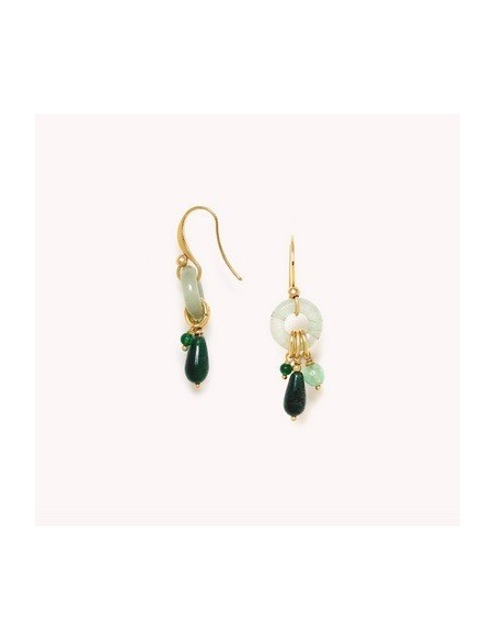 Boucles d'oreillles AGATA Verde Crochet anneau et pampilles de la marque Bijoux Nature