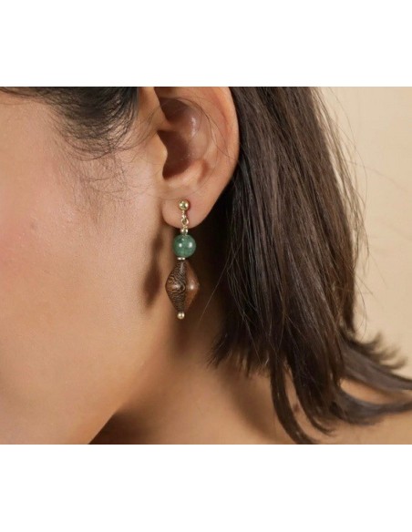 Boucles d'oreilles AVENTURINE poussoir petit modèle de la marque Nature Bijoux