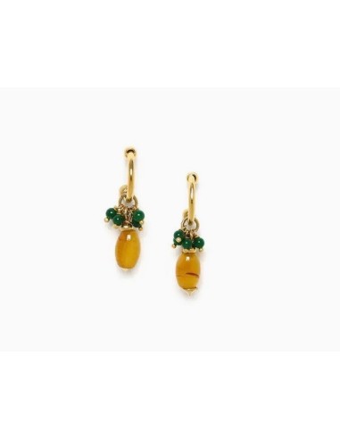 Boucles d'oreilles AGATA VERDE Petites créoles et pampilles