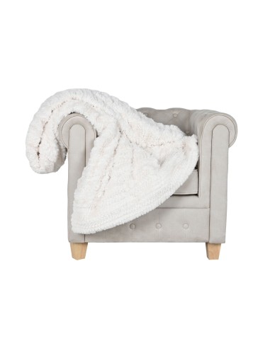 Dessus de Lit / Couverture polyester Ecru  220 X 240 X1 580 GSM