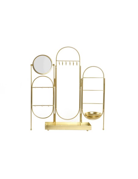 Porte-bijoux paravent metal doré avec miroir