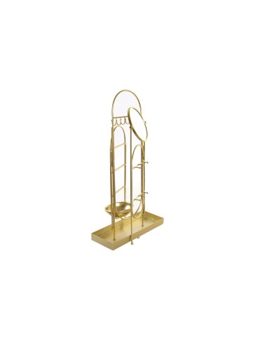 Porte-bijoux paravent metal doré avec miroir