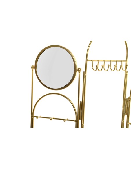 Porte-bijoux paravent metal doré avec miroir