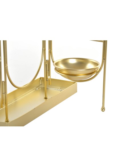 Porte-bijoux paravent metal doré avec miroir