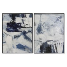TABLEAU Toile PS ABSTRAIT (bleu noir blanc ) 45 X 2 X 60 cm et encadrement