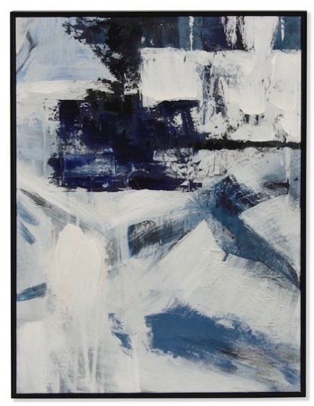 TABLEAU Toile PS ABSTRAIT (bleu noir blanc ) 45 X 2 X 60 cm et encadrement