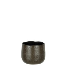 Cache Pot Motifs Ceramique Gris Fonce M