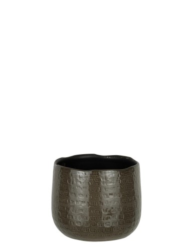 Cache Pot Motifs Ceramique Gris Fonce M