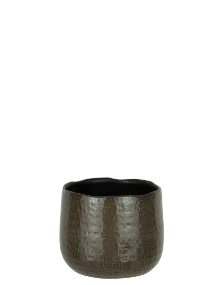 Cache Pot Motifs Ceramique Gris Fonce M