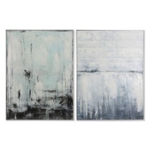 Tableau toile PS Abstrait Vert bleuté Noir 60X3X80 cm et encadrement