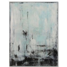 Tableau toile PS Abstrait Vert bleuté Noir 60X3X80 cm et encadrement 2