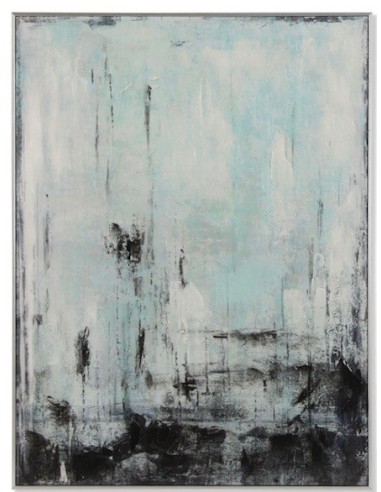 Tableau toile PS Abstrait Vert bleuté Noir 60X3X80 cm et encadrement