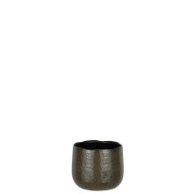 Cache Pot Motifs Ceramique Gris Fonce  S
