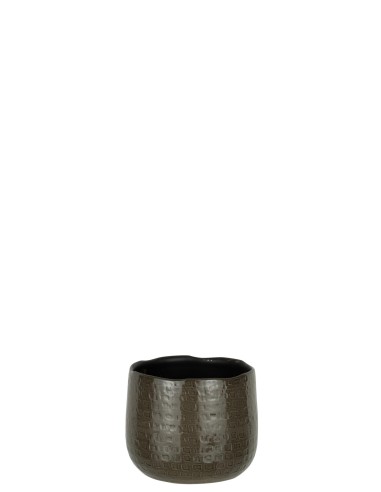 Cache Pot Motifs Ceramique Gris Fonce  S