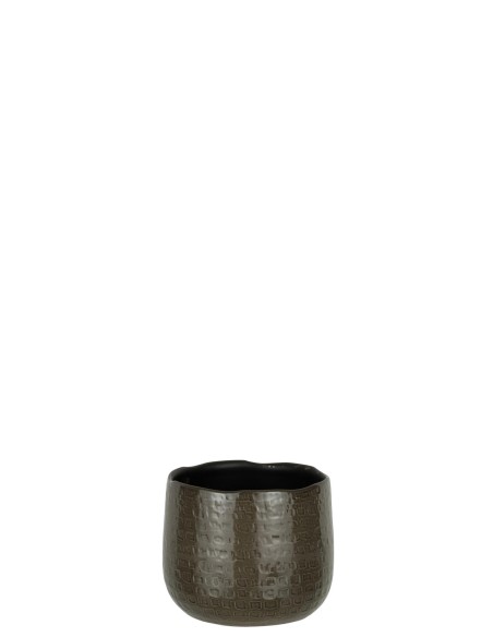 Cache Pot Motifs Ceramique Gris Fonce  S