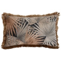 Coussin polyester Jungle touché velours, déhoussable