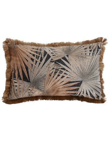 Coussin polyester Jungle touché velours, déhoussable
