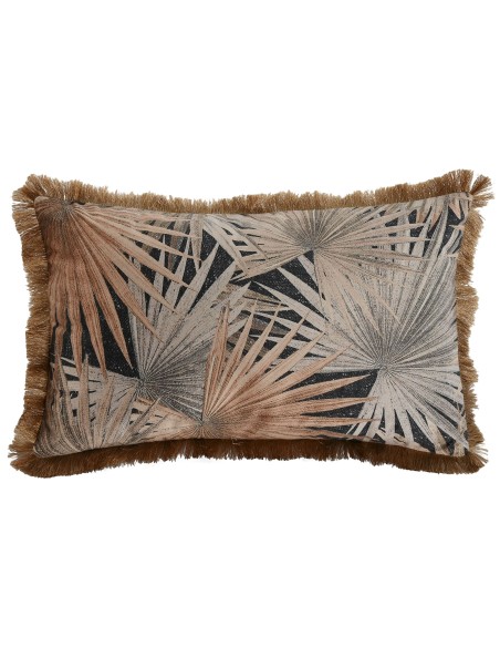 Coussin polyester Jungle touché velours, déhoussable