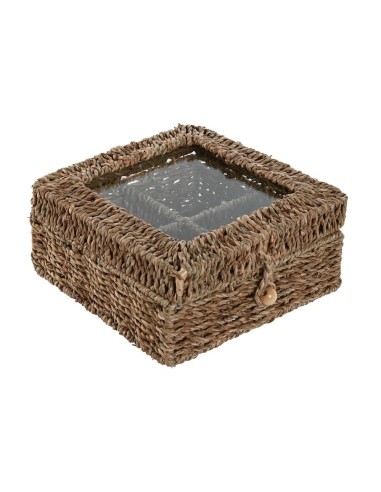 Boîte à Thé ou infusions Seagrass et Verre Naturel