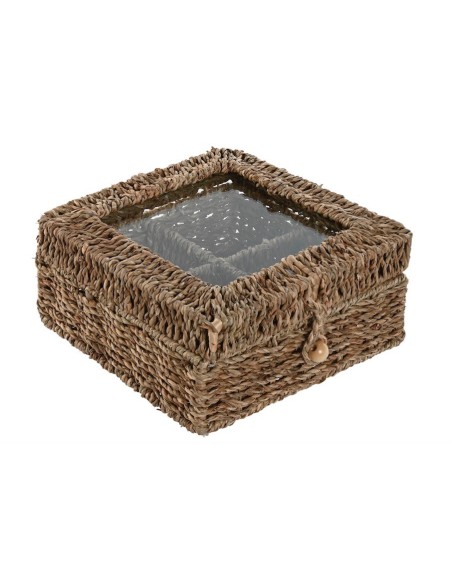 Boîte à Thé ou infusions Seagrass et Verre Naturel