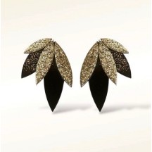 Boucles D'oreilles RIO Glitter Noir vernis/champagne pailleté de la marque Pepita Del Sol