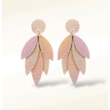 Boucles d'oreilles en cuir Amazon rose argent holographique de la marque Pepita del Sol